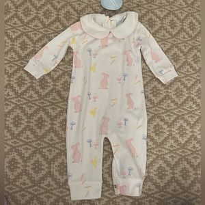 Little English girls printed pink bunny playsuit 6M NWT